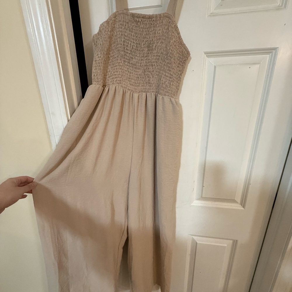 Beige Sleeveless Jumpsuit